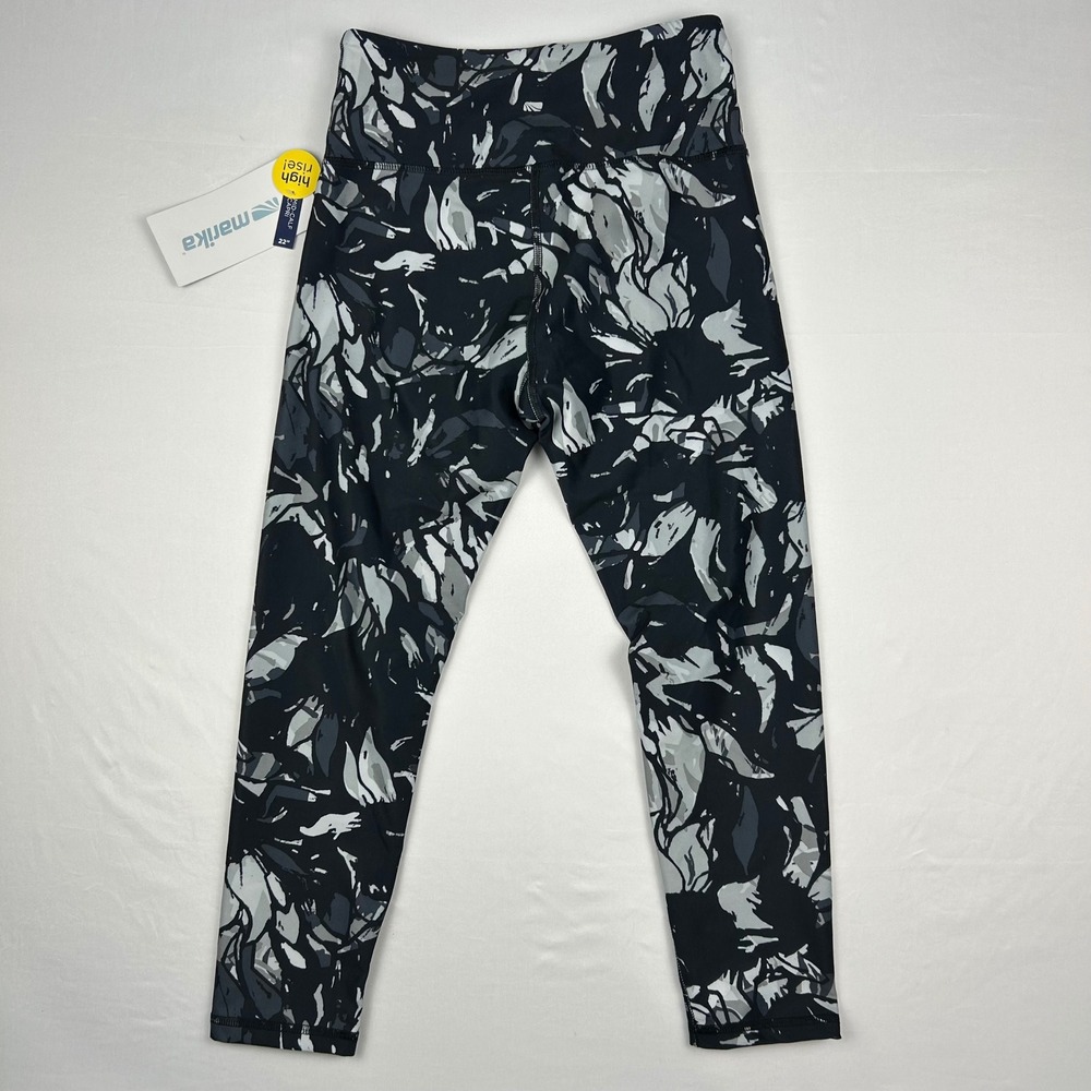 Marika Womens High Rise Mid-Calf Capri Leggings Black Grey Abstract KLC1033T S - Picture 5 of 9